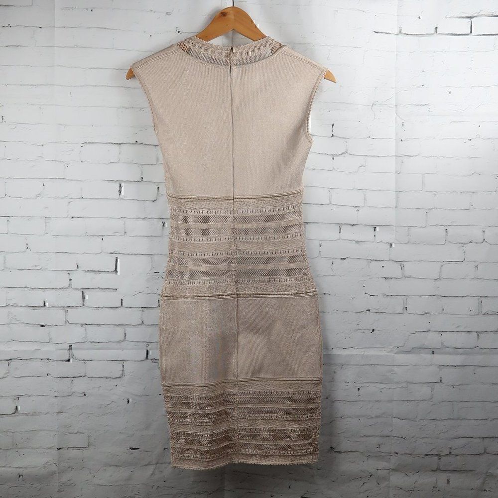 AZZEDINE ALAIA ICONIC 1993 VINTAGE SEMI SHEER CROCHET KNIT NEUTRAL/TAN DRESS - Picture 14 of 14
